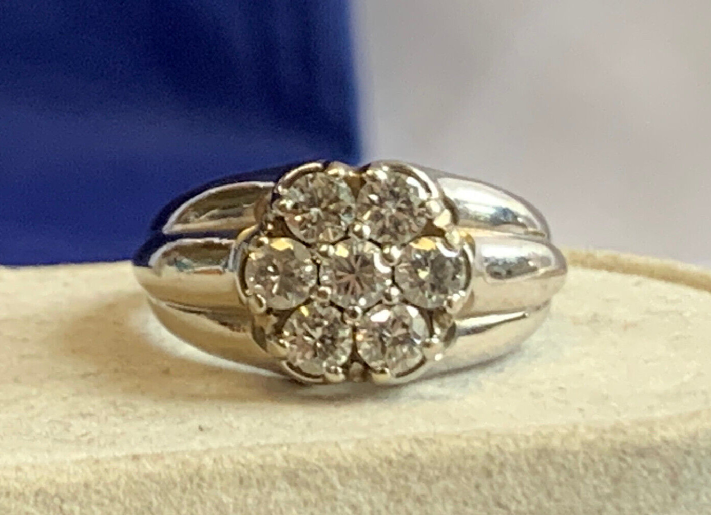 14K White Gold 2.6mm Diamonds Ring 7.36g Fine Jewelry Sz 7.5 Round Prong