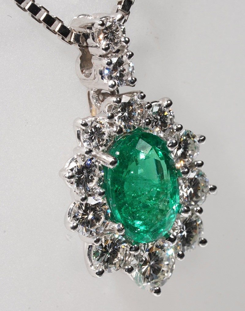 Unique 2.38ct emerald river blue brilliant necklace chain 750 white gold muzo