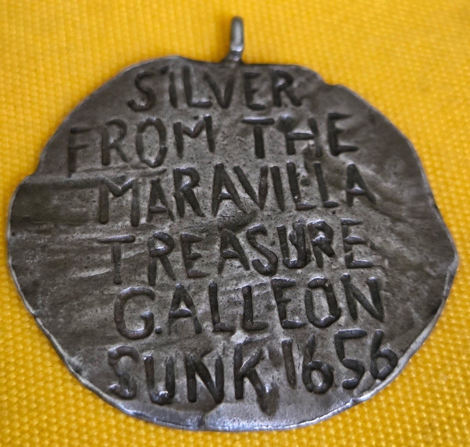 Rare Dated 1653 Silver Maravilla Shipwreck Pendant Necklace – Sunk 1656 Spanish