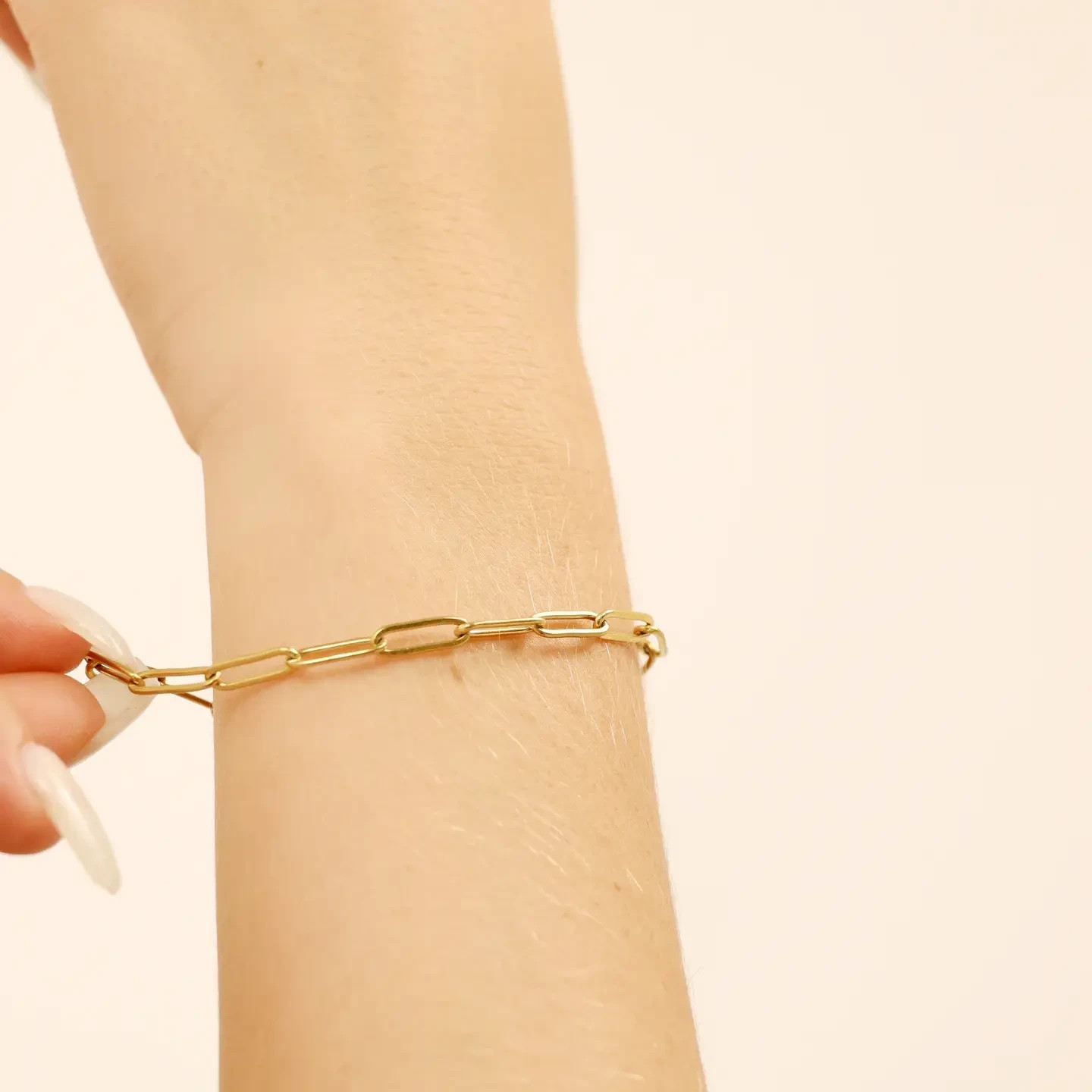 18K Gold PVD Coated Paperclip Chain Bracelet