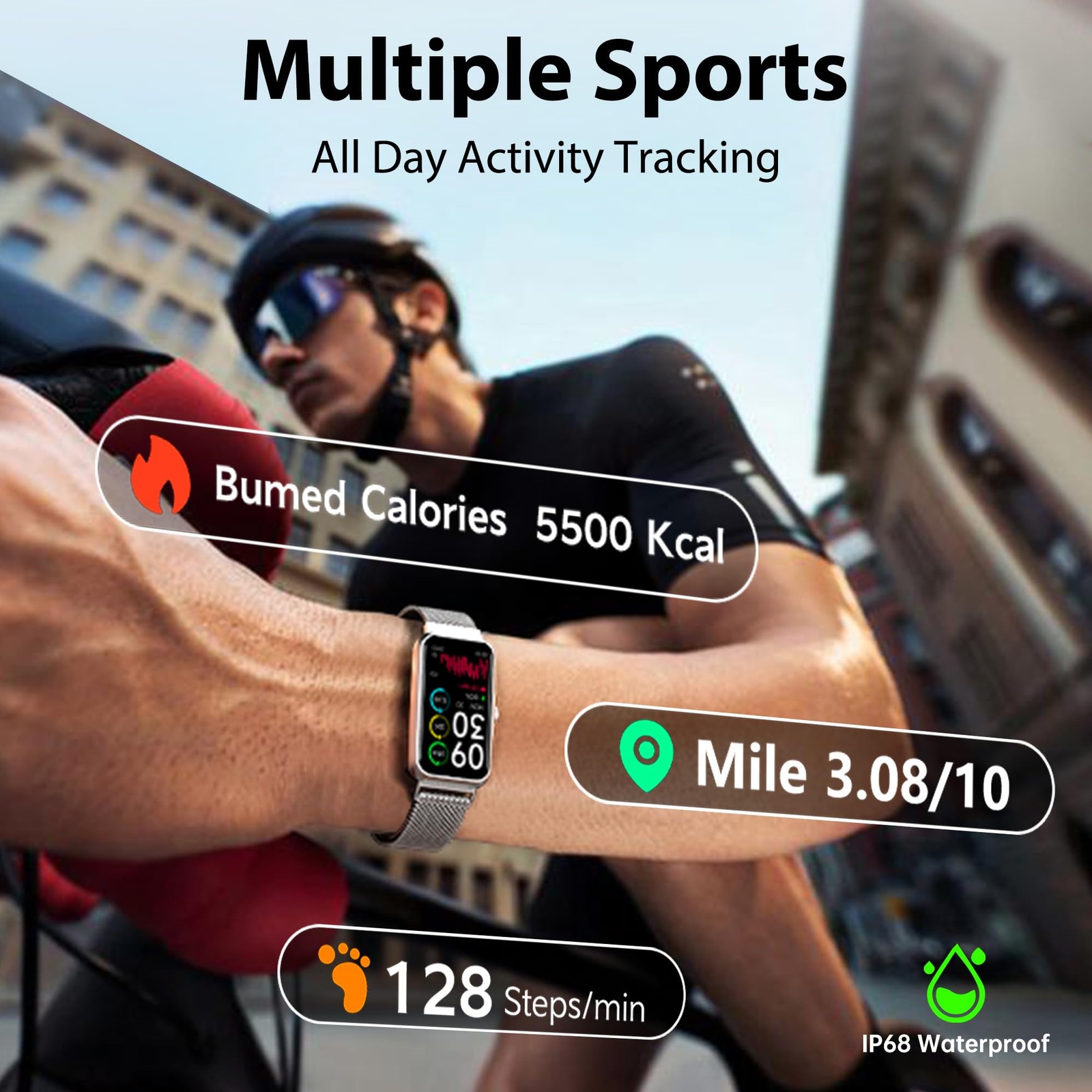 Fitness Tracker with 24/7 Continuous Heart Rate, Blood Standard, Silver