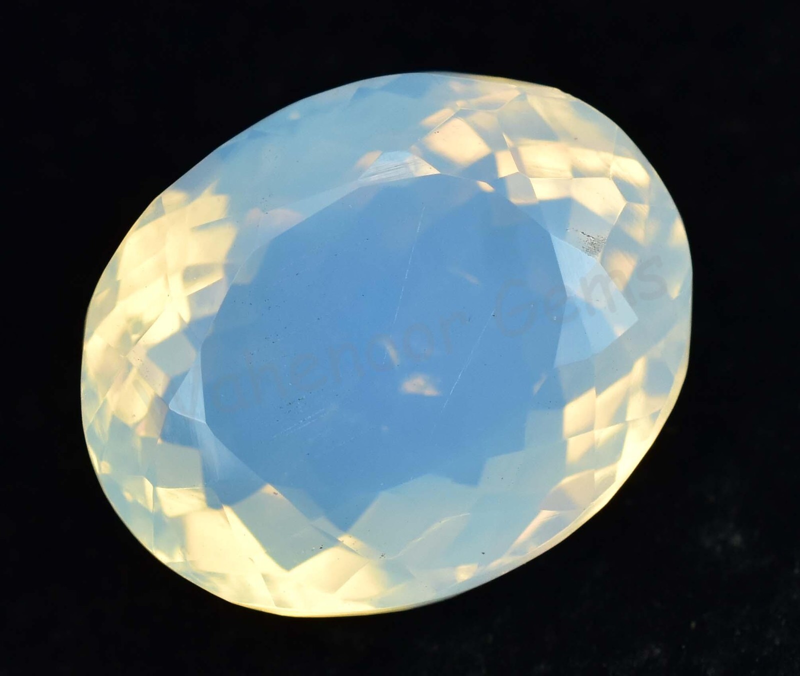 Natural White Opal Blue Fire Oval 14.85 Ct Certified Untreated Loose Gemstone