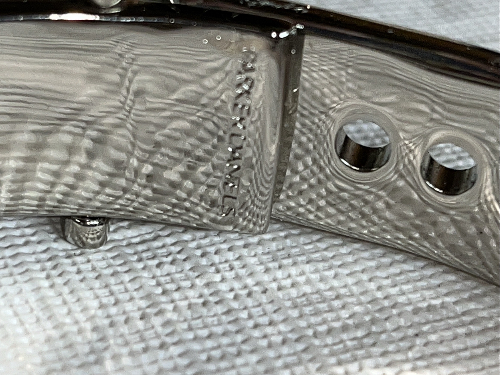 Parker Daniels Hinged METALLIC BLUE & RHODIUM LEATHER CUFF BUCKLE BRACELET