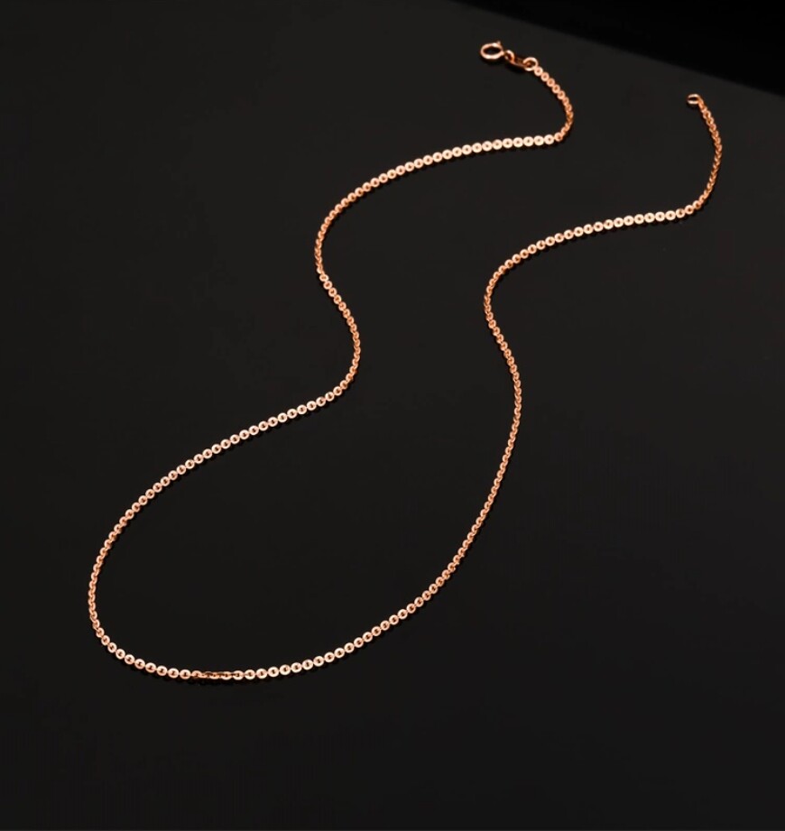 Pure 18K Rose Gold Au750 O Chain Cable Rolo Chain Necklace Link 45cm/17.7in