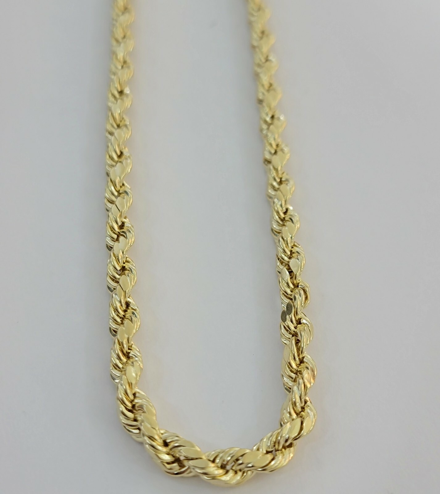 Real 10K Yellow Gold Rope Chain Mens Necklace 6mm Diamond Cut 18-30in Mens 10kt