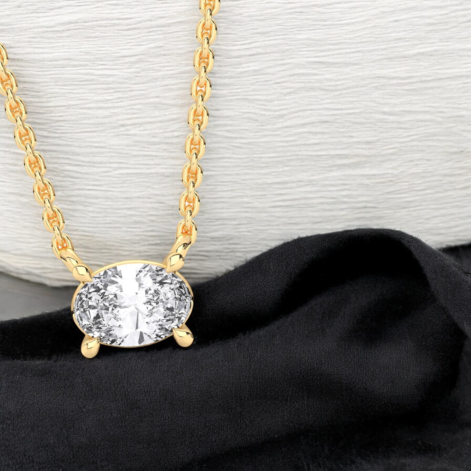 0.25Ct Oval Moissanite Pendant Necklace 925 Silver/10K 14K Gold 18″ Solitaire