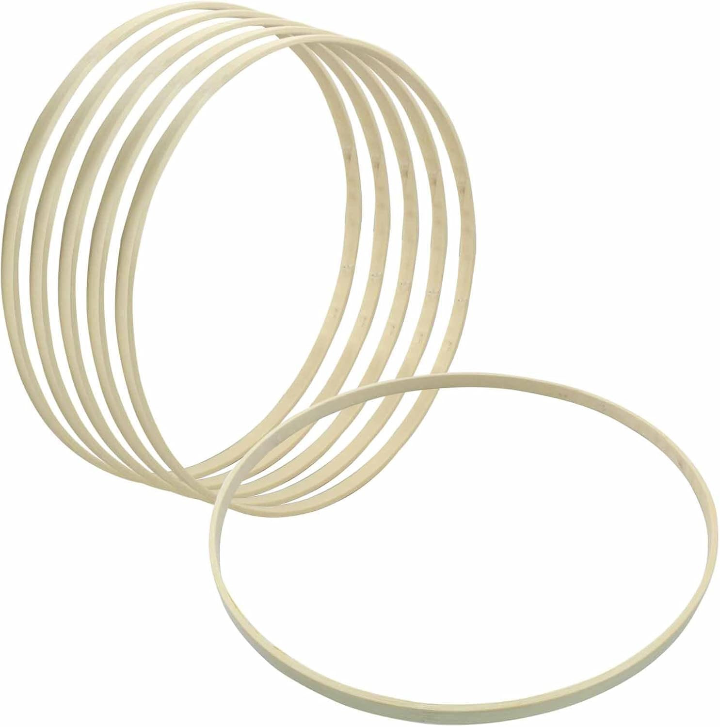 6Pcs 10 Inch Bamboo Floral Hoops, Wooden Hoop Wreath Frame Bamboo Ring for DIY D