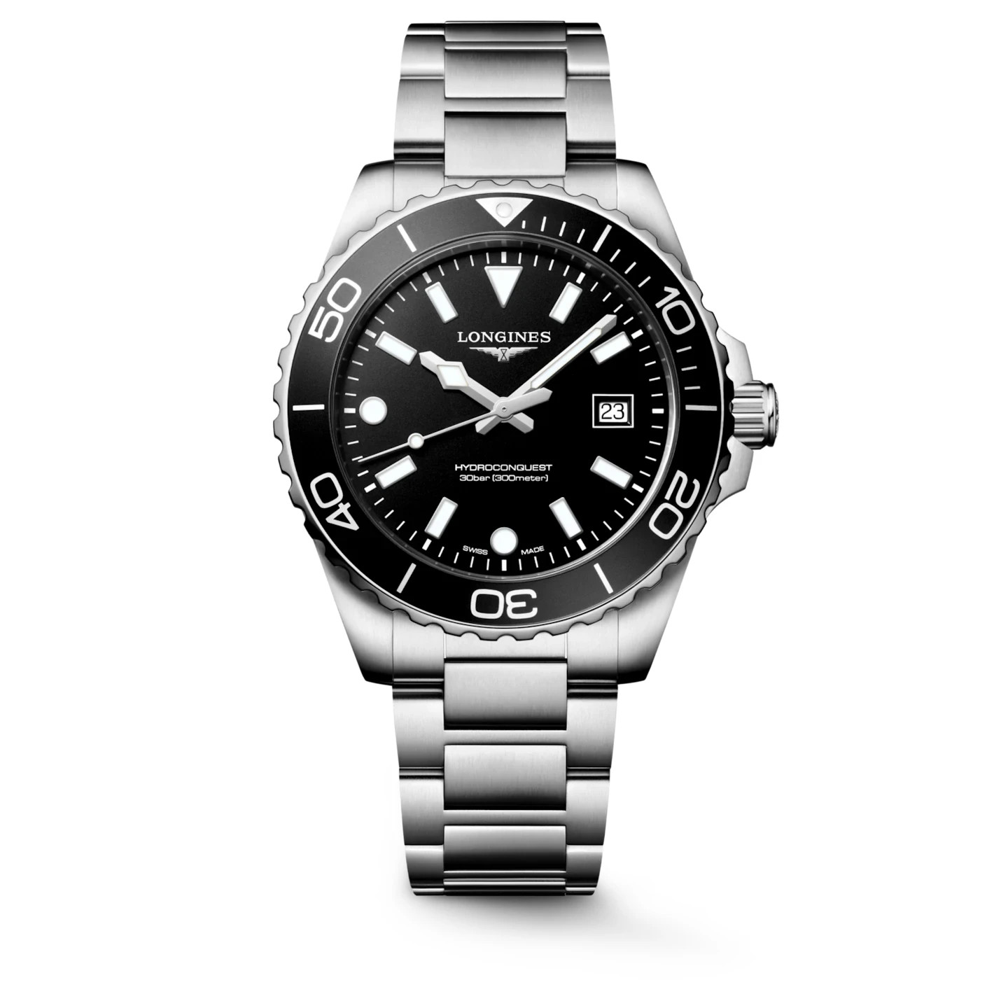 Longines Hydroconquest 42 MM Quartz SS Black Sandblasted Dial Watch L37694566