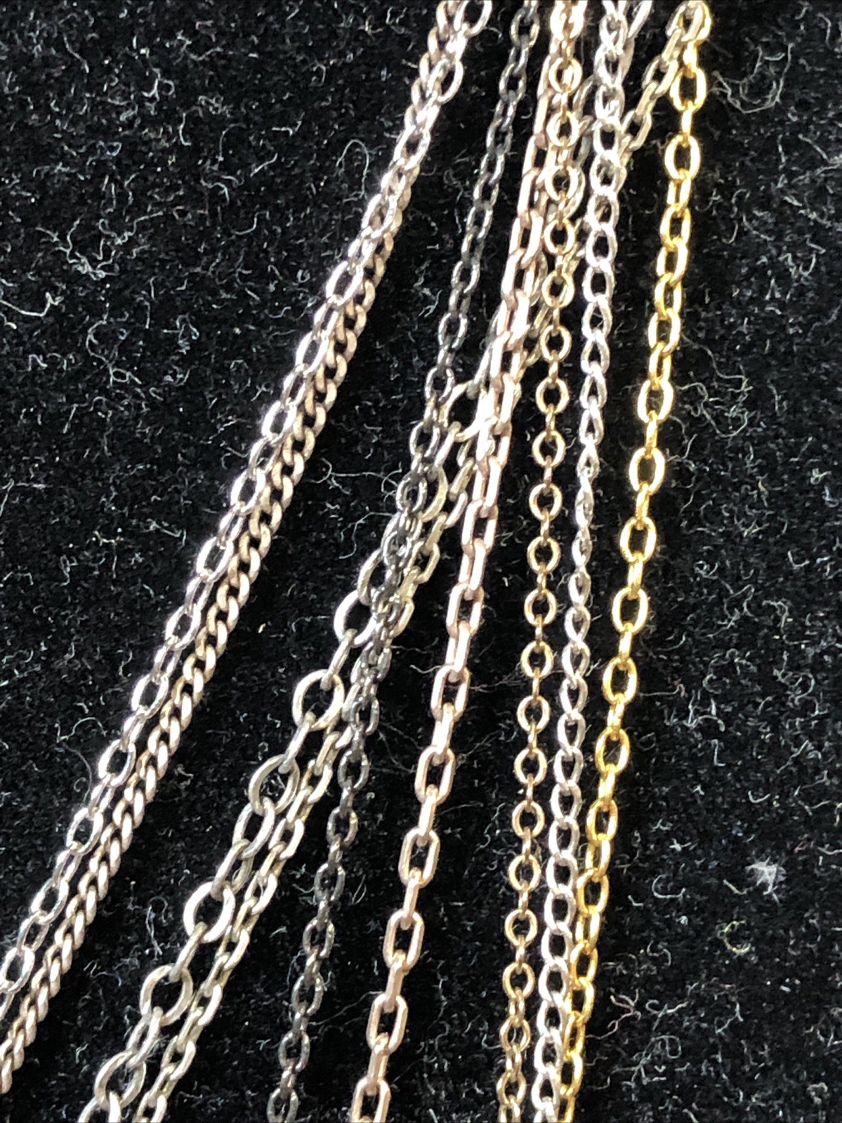 b56. 925 Sterling, GF, Mix material, Enamel, Glass, Stone 9 chain Necklaces 21g