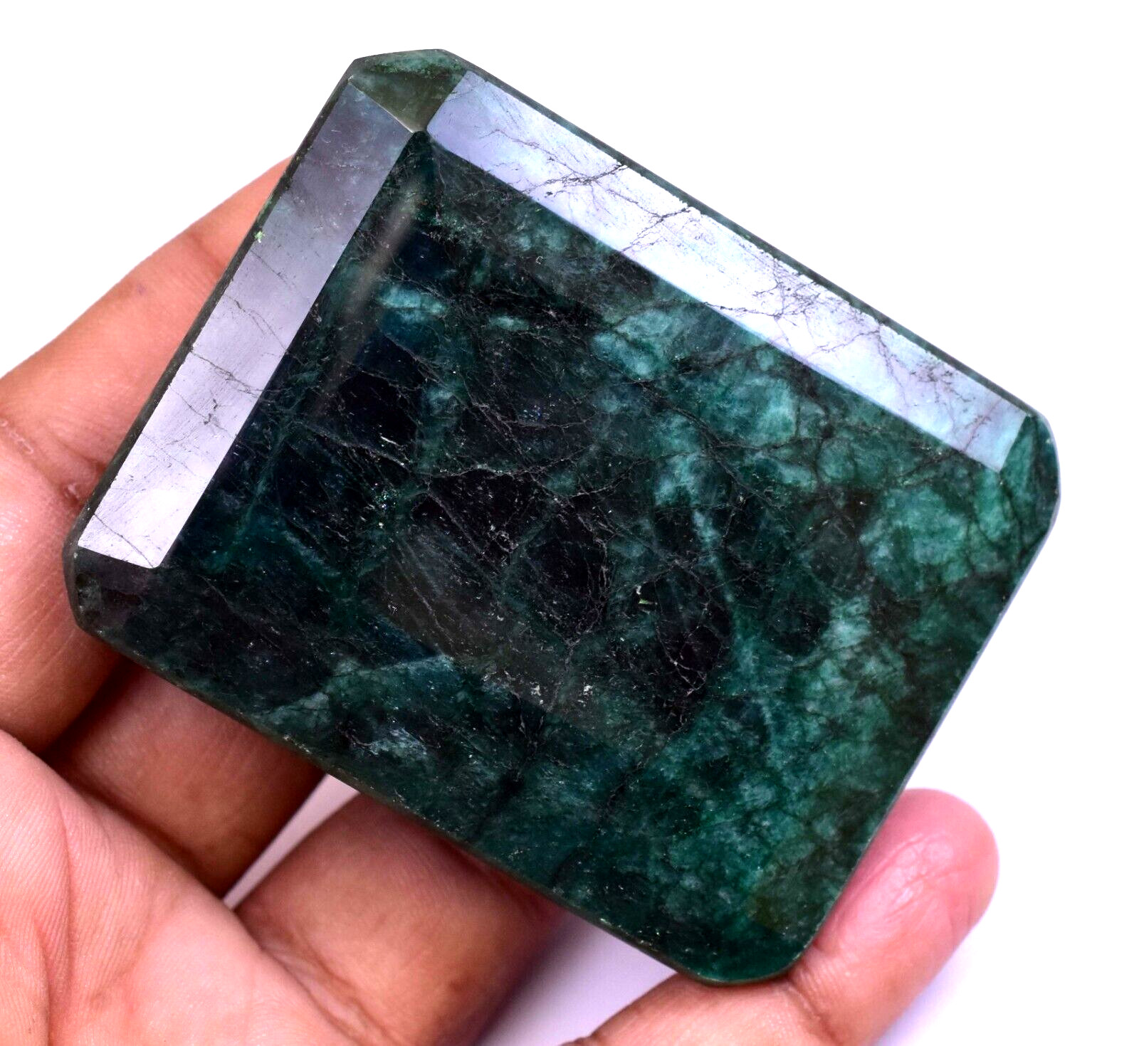646.5 Ct Natural HUGE Green Zambian Emerald Certified Emerald Cut Loose Gemstone