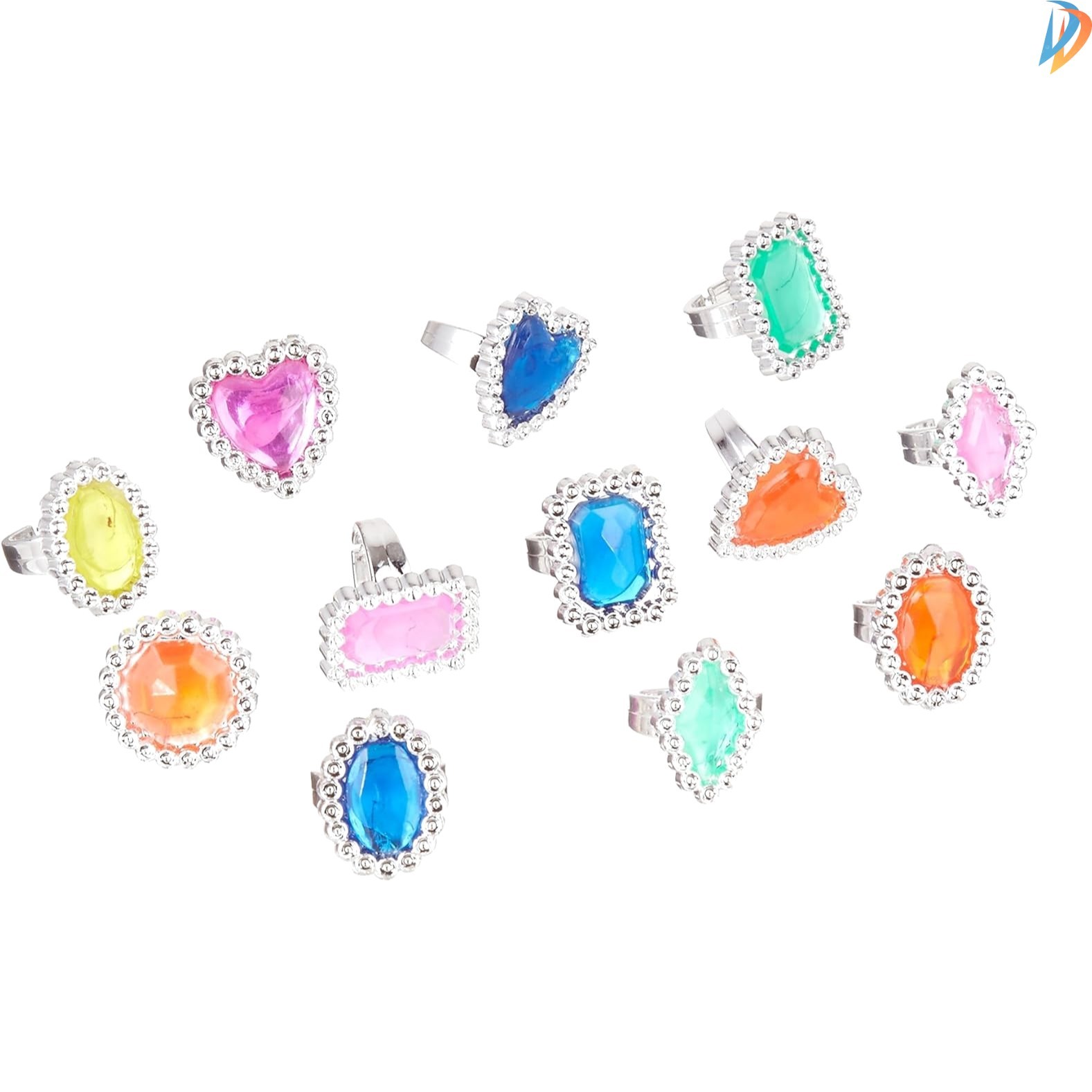 24-Count Plastic Jewel Rings Assortment for Kids – Perfect for Dress-Up Play