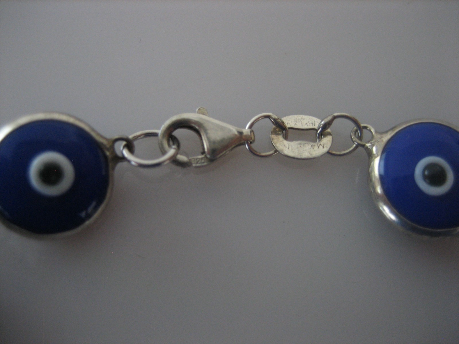 Sterling Silver 925 Dark Blue Evil Eye 7″ Tennis Link Bracelet