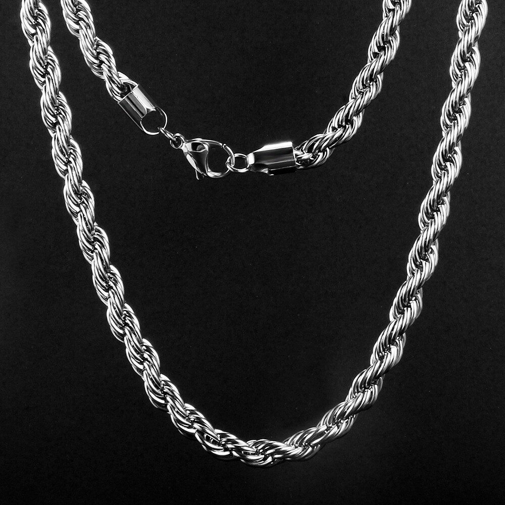 USA Stock 8mm Stainless Steel Women Men Rope Chains Necklaces 26” Anti-tarnish