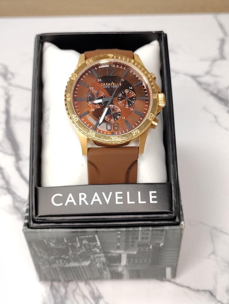 Caravelle New York Mens Watch 46MM Brown Dial Chronograph 44A102 (SB1124472)