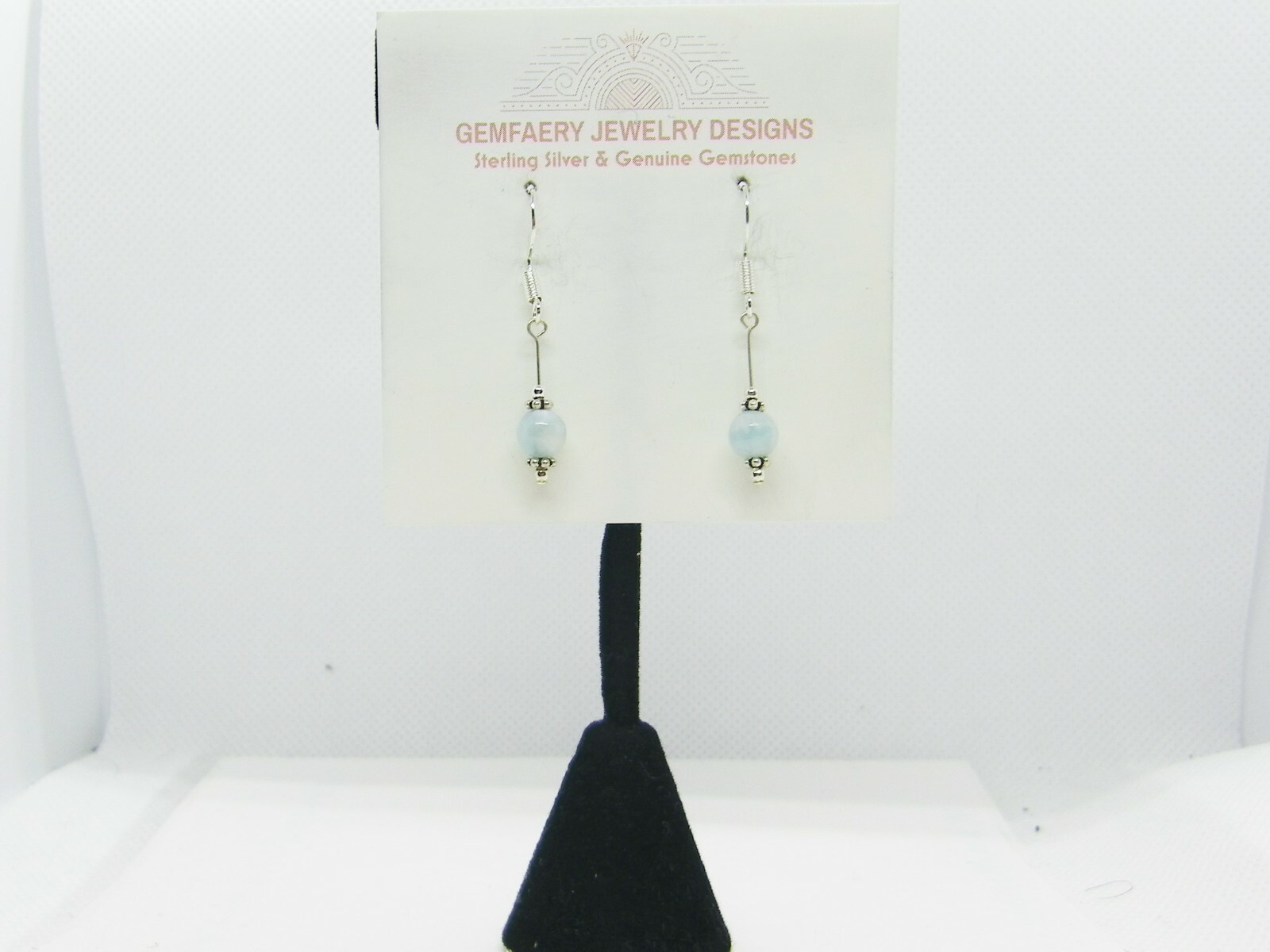 Sterling Silver Natural LARIMAR Gemstone Drop Dangle Earrings…Handmade USA