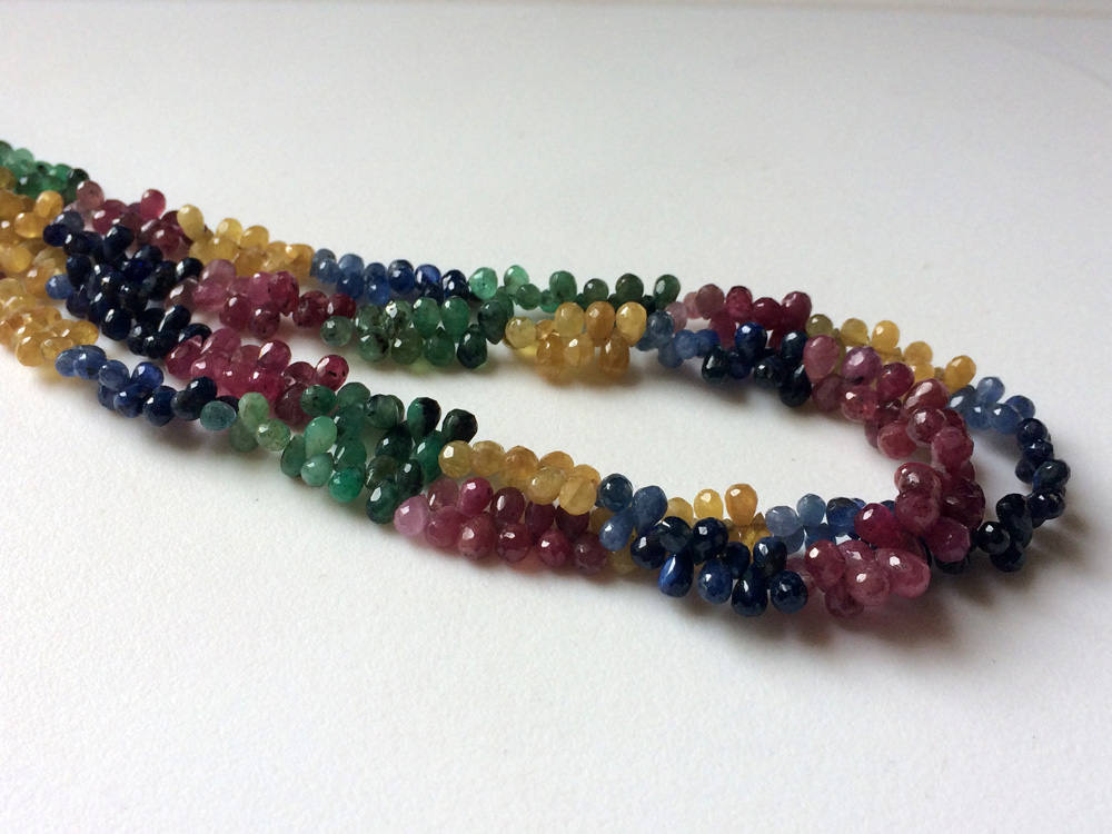 2×3 mm-3×5 mm Multi Precious Gemstones Faceted Teardrops, Natural Sapphire