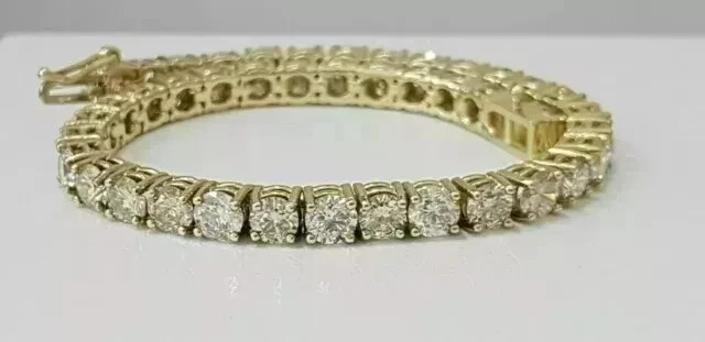 8Ct Round Cut White Moissanite Women’s Tennis Bracelet 14k Yellow Gold Plated