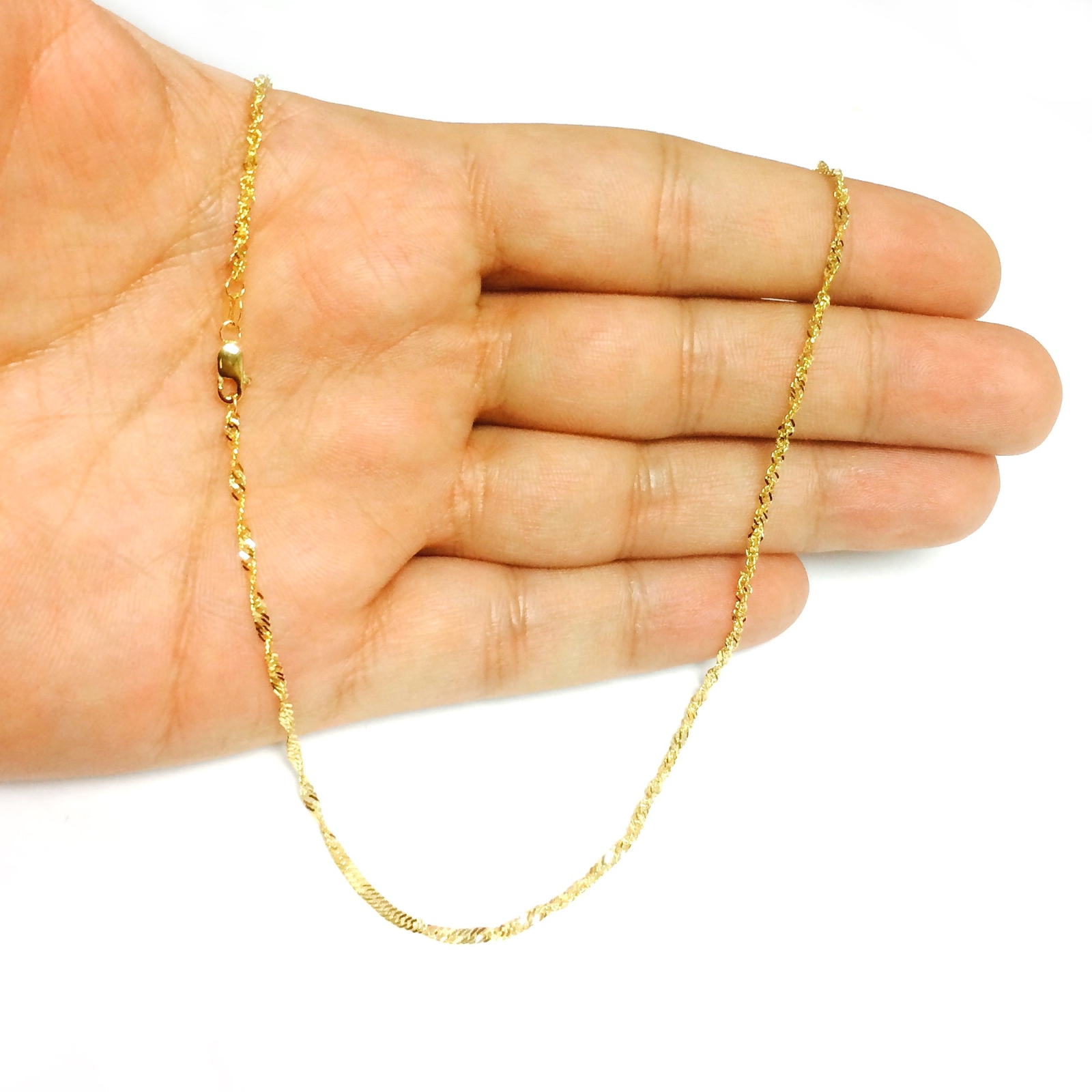 10k Yellow Real Gold Singapore Chain Necklace, 1.7mm, 16″
