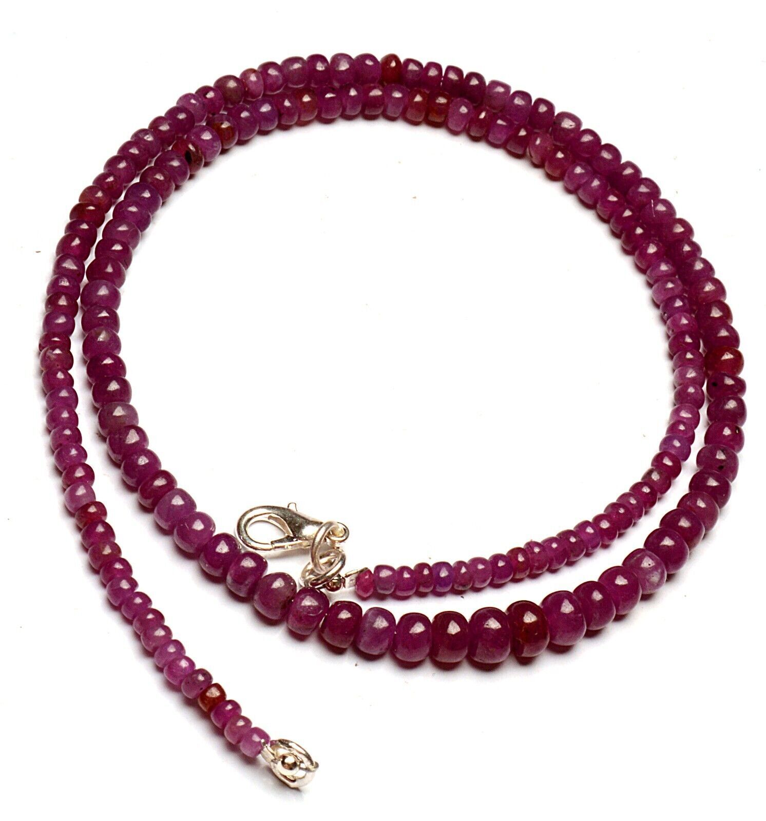 Natural Myanmar Ruby Gem 3 to 6 mm Size Smooth Rondelle Beads Necklace 18″
