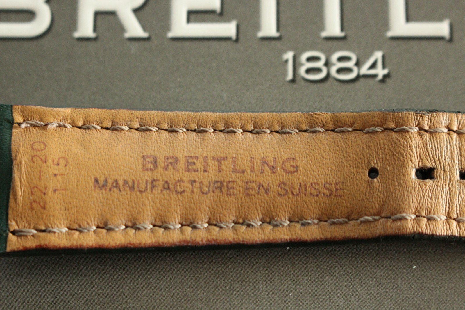 BREITLING UNK# 22-20 BRG GREEN OIL CALF TONGUE BUCKLE WATCH BAND WATCHBAND STRAP