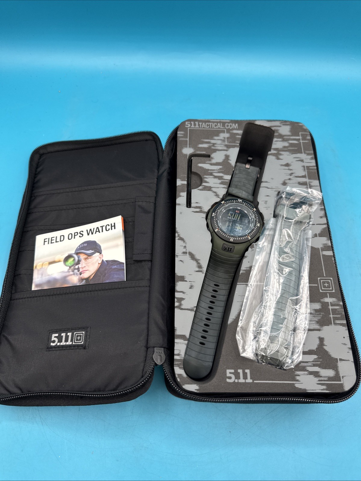 511 5.11 Tactical Field Ops Watch (59245) Green with Case Military Sure Shot