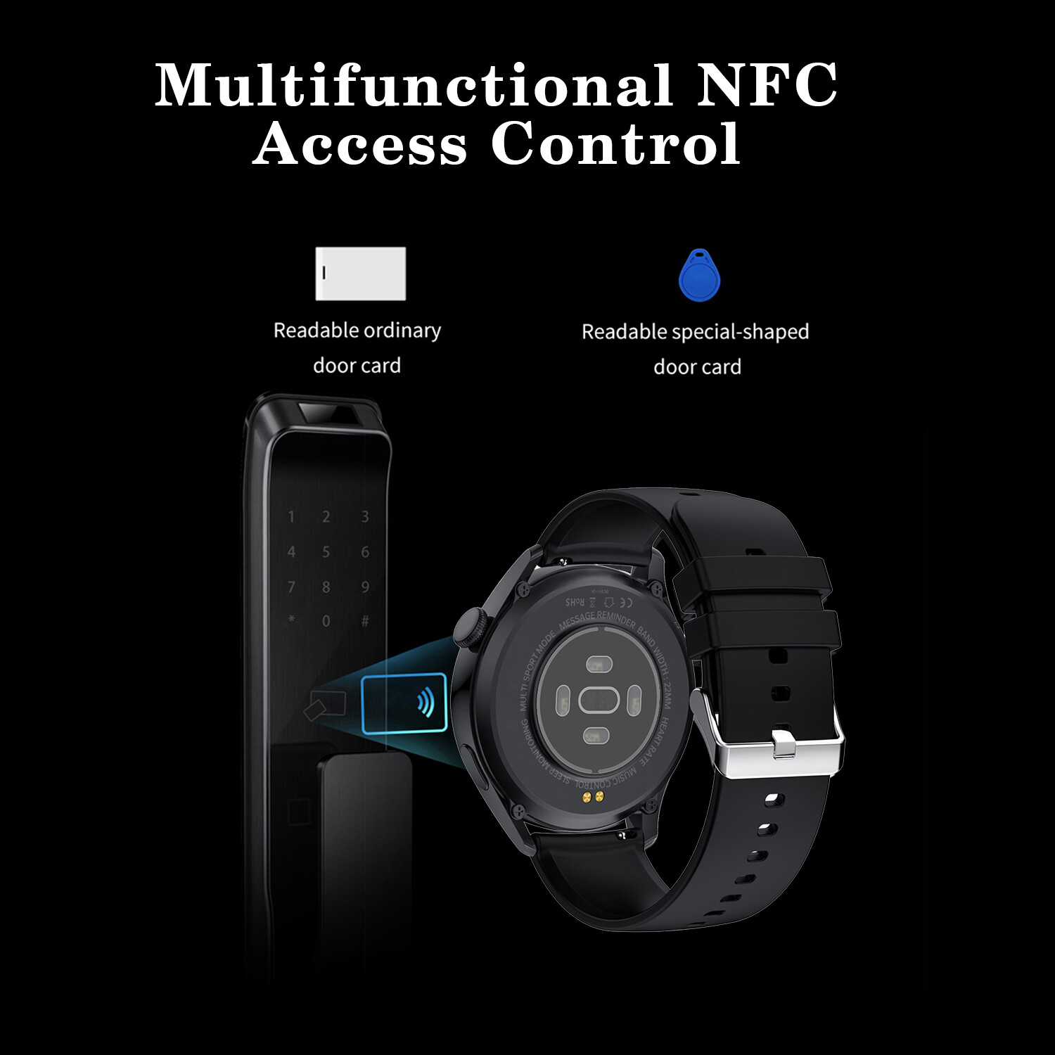 Smart Watch NFC Touch Screen Heart Rate Blood Pressure Monitor Fitness Tracker✎