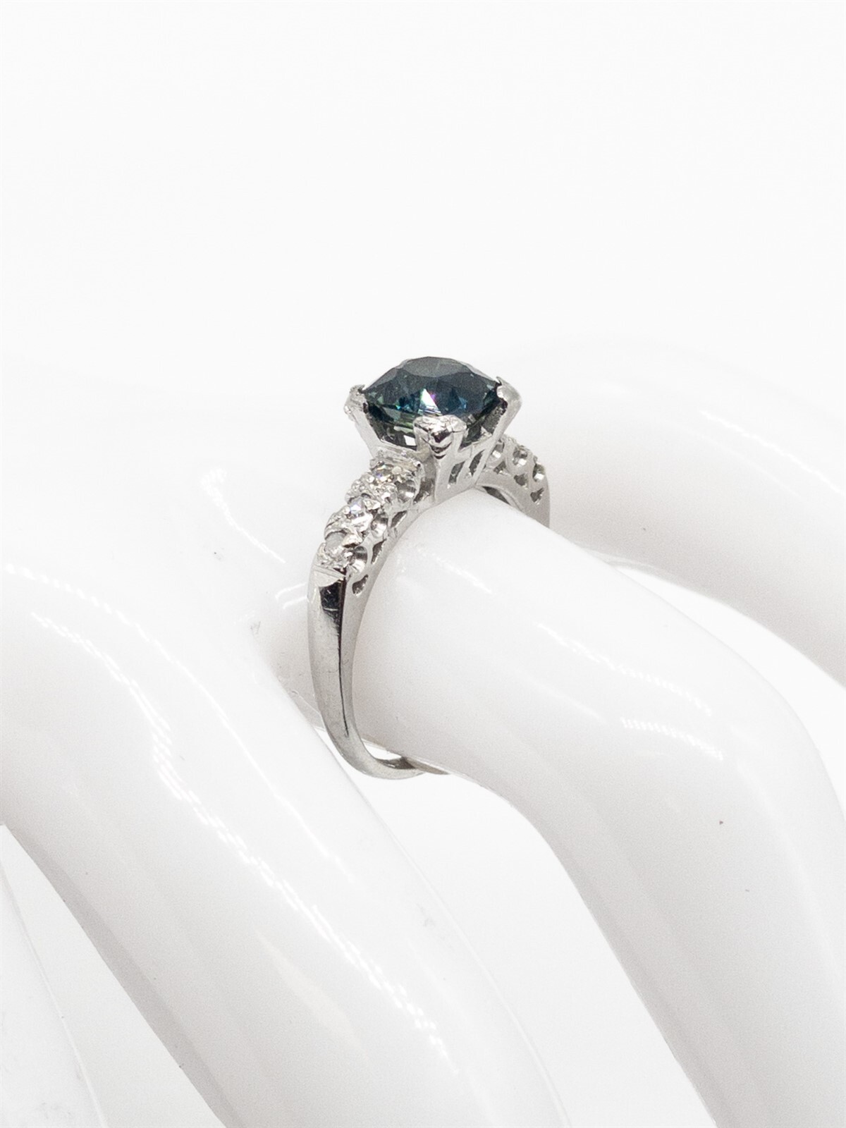 Vintage 1940s $6000 1.83ct Certified NO HEAT Blue Sapphire Diamond Platinum Ring
