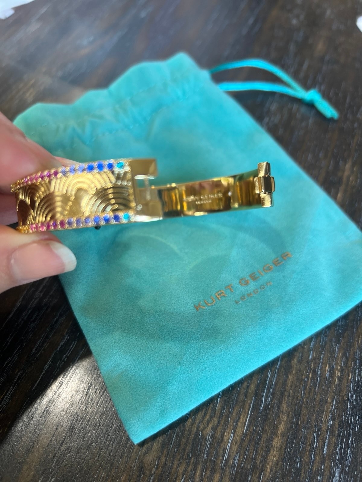 Kurt Geiger London Signature Southbank Rainbow Pave Bangle Bracelet