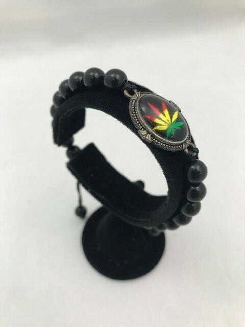 Celebrity Favorite Unisex Black beaded pot plant adjustable bracelet