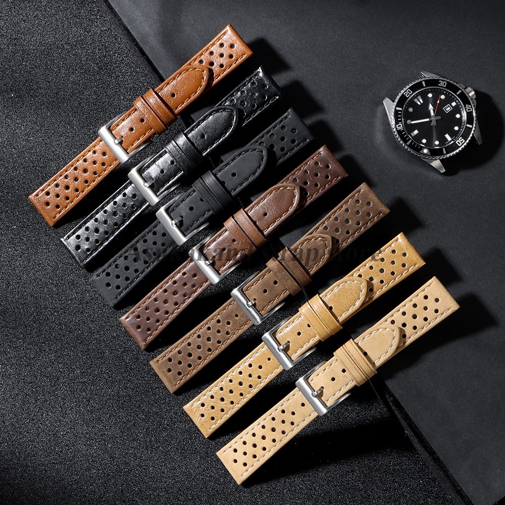 Vintage 70’s Perforated Leather Rally Watch Band Quick Release 18/19/20/22mm