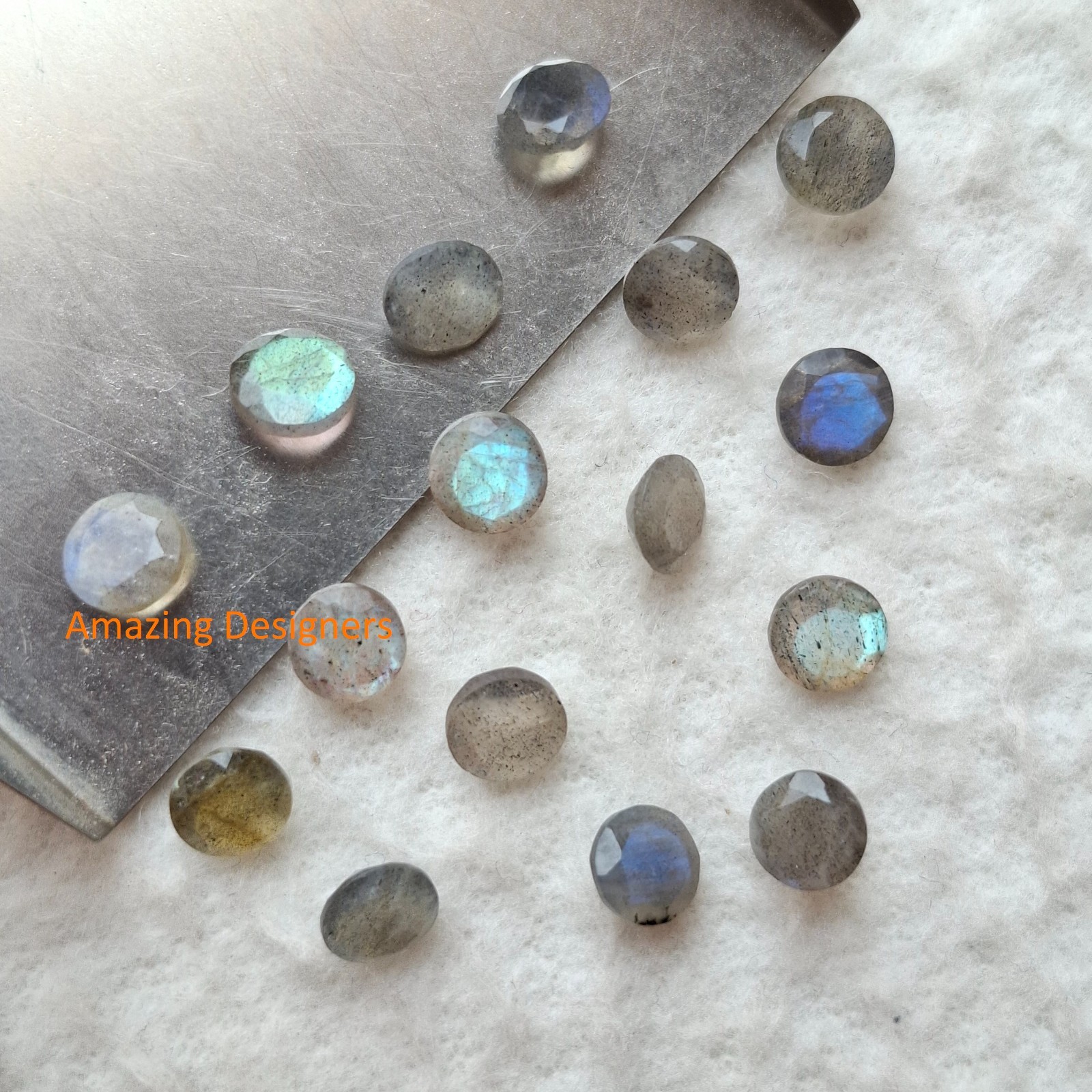 Natural Blue Labradorite Round Faceted Cut 3mm to 15mm Loose Gemstone