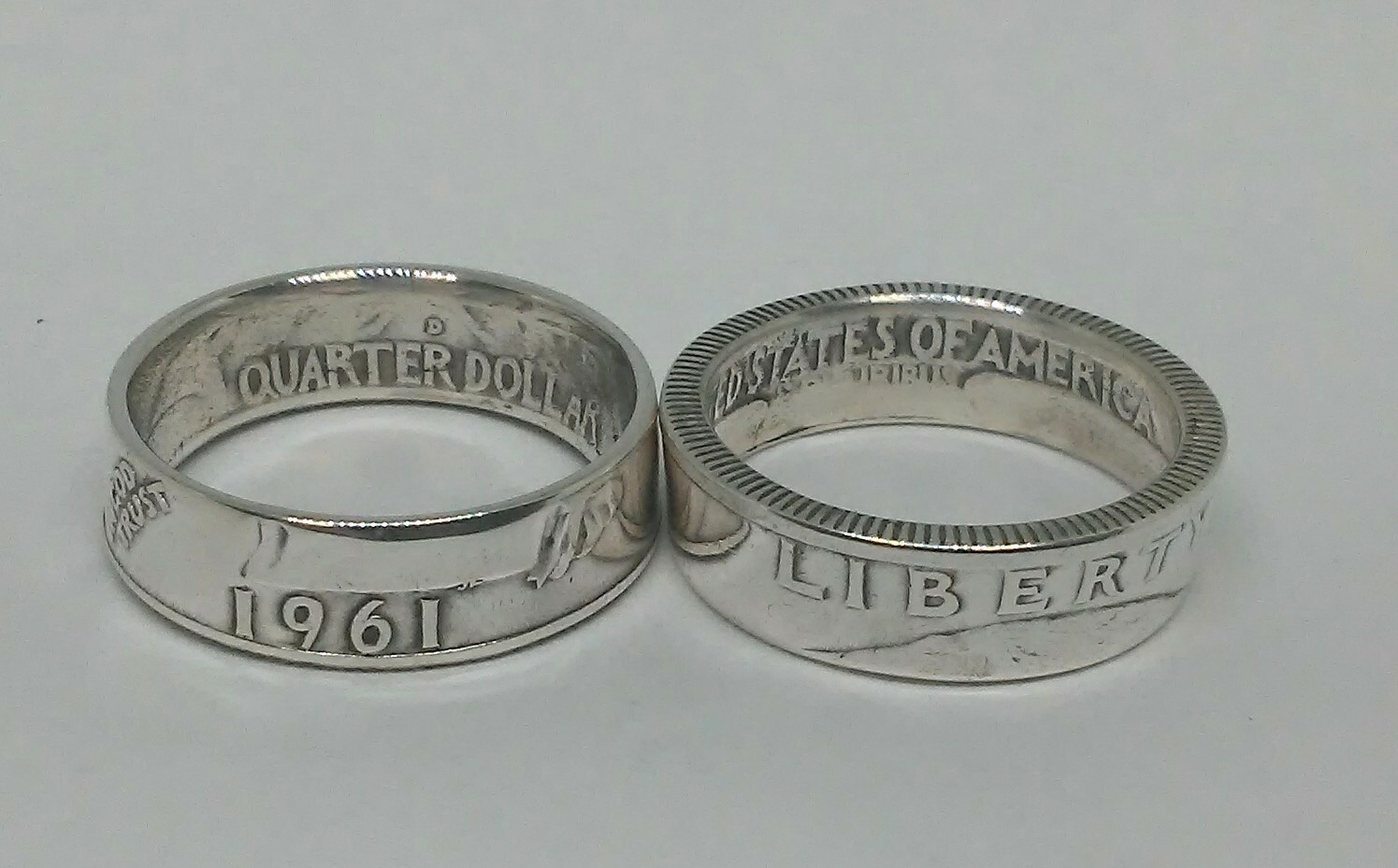 Coin ring handmade from US SILVER QUARTER 1940-1964 SIZES 4-8.5 pick year & size