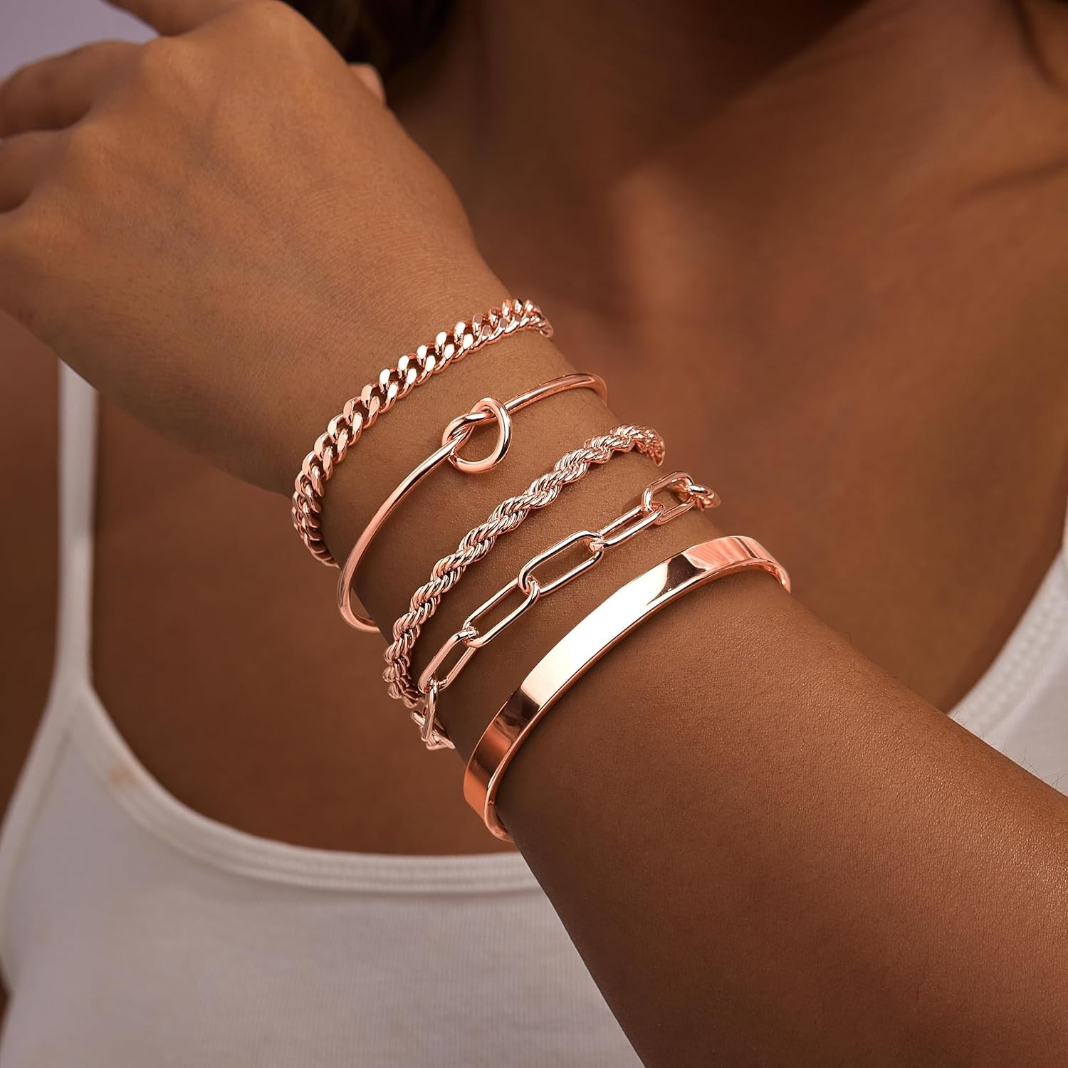 Gokeey Rose Gold Cuff Bracelets for Women,Dainty Rose Gold Bangles Bracelets …