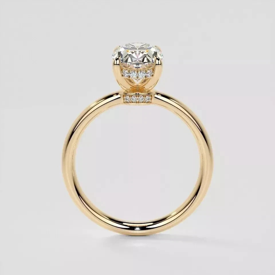 Halo Diamond Ring Oval 14k Yellow Gold IGI Certified 2.15 Ct Lab Grown VVS E F