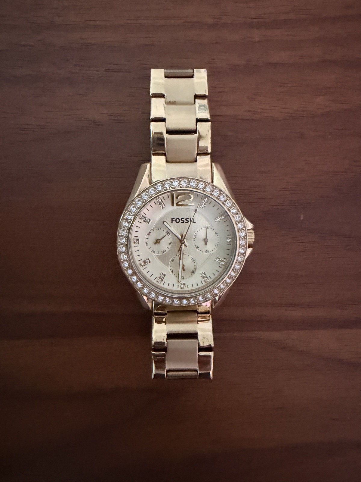 Fossil ES3203 Women’s Riley Quartz Gold Stainless Steel Watch 38mm