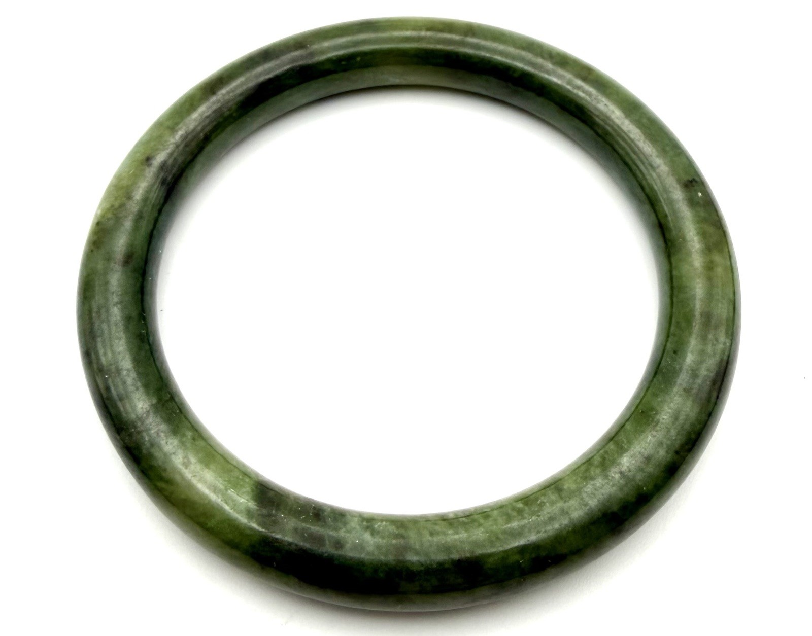 Vintage Natural Jade Bangle Bracelet Dark Green Presidium Tested 49g Size 7.25