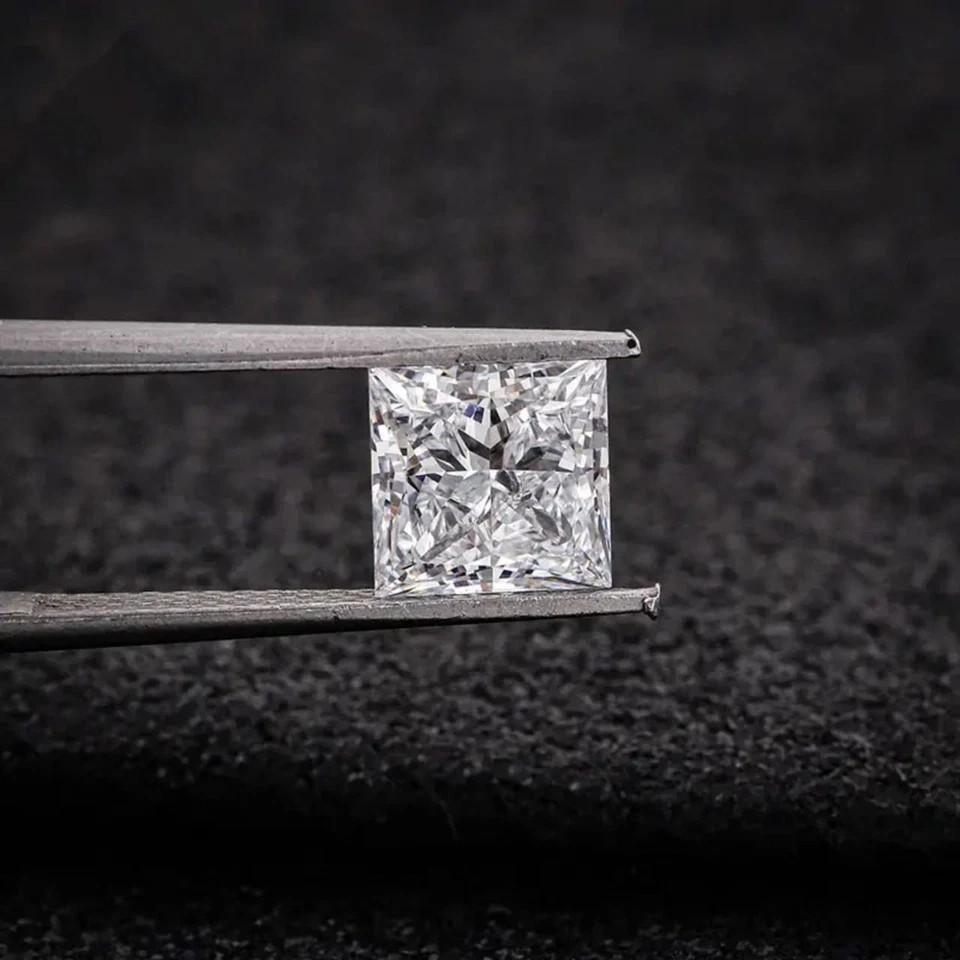 4.00 Ct Loose Moissanite Princess Cut 9.00 MM D Color, IF CLARITY Certified