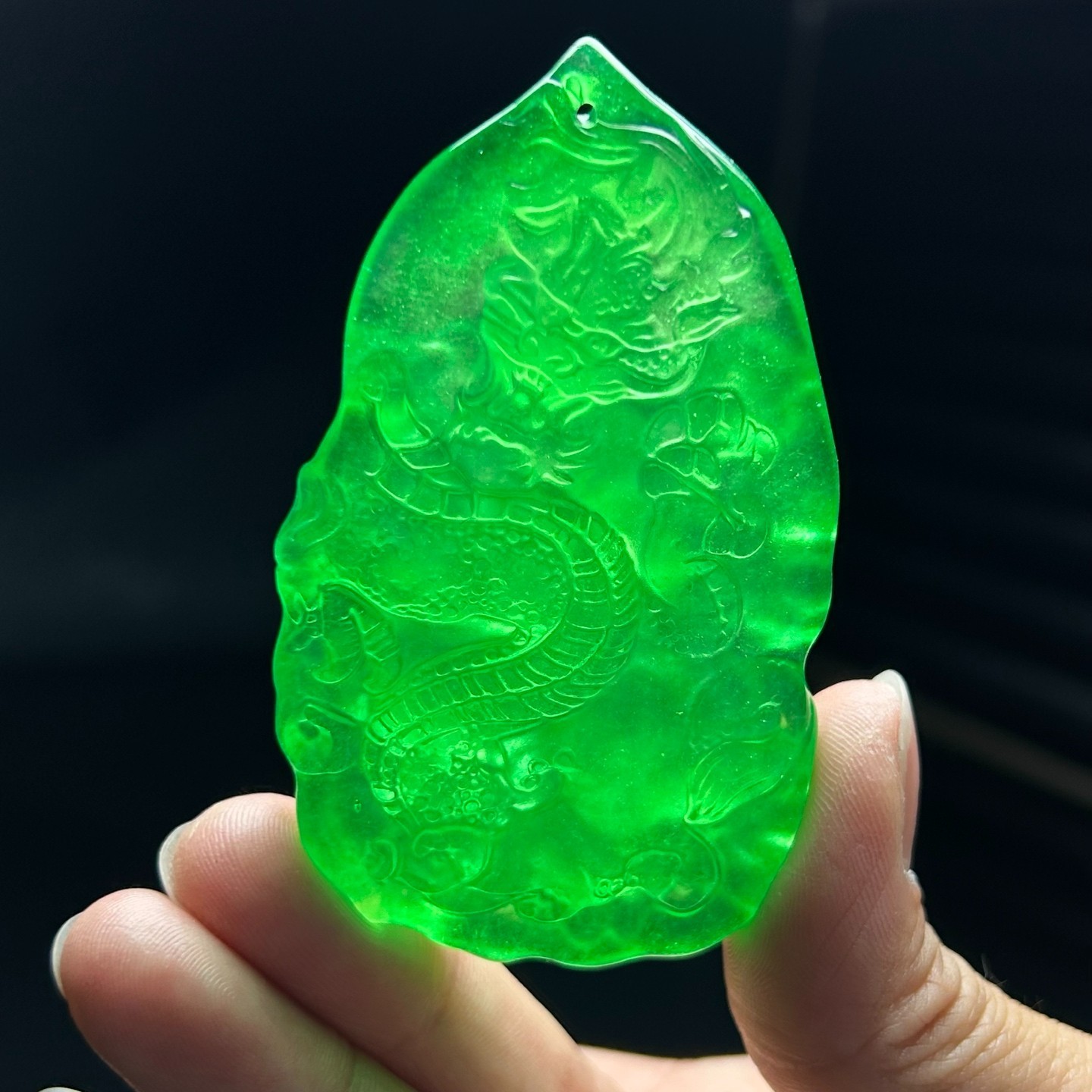Natural ice Burmese Jade Jadeite Carved dragon kwan-yin lucky Pendant&Necklaces