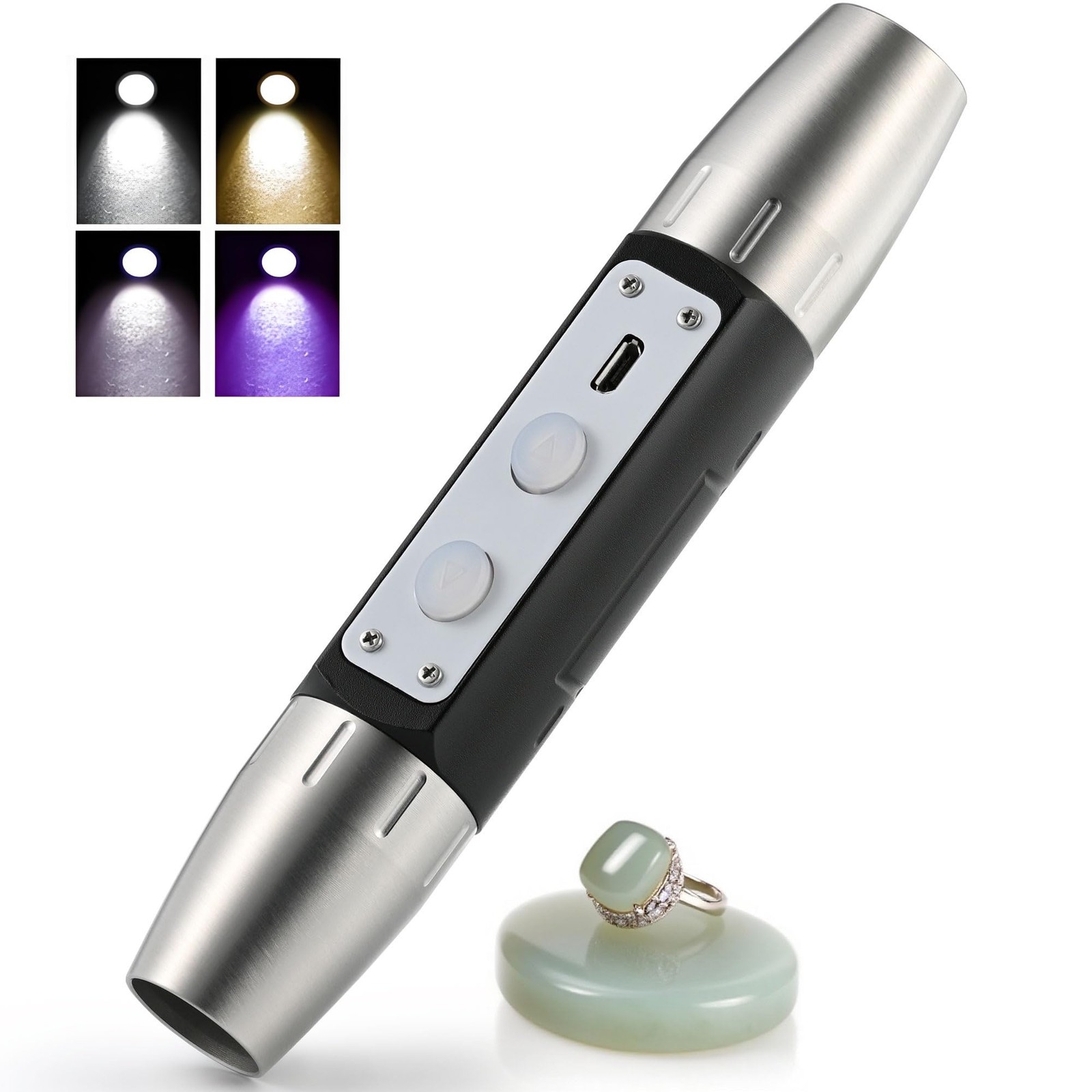 Gemstones UV Flashlight, Super Bright Gem Tester for All Stones, Rechargeable Ja