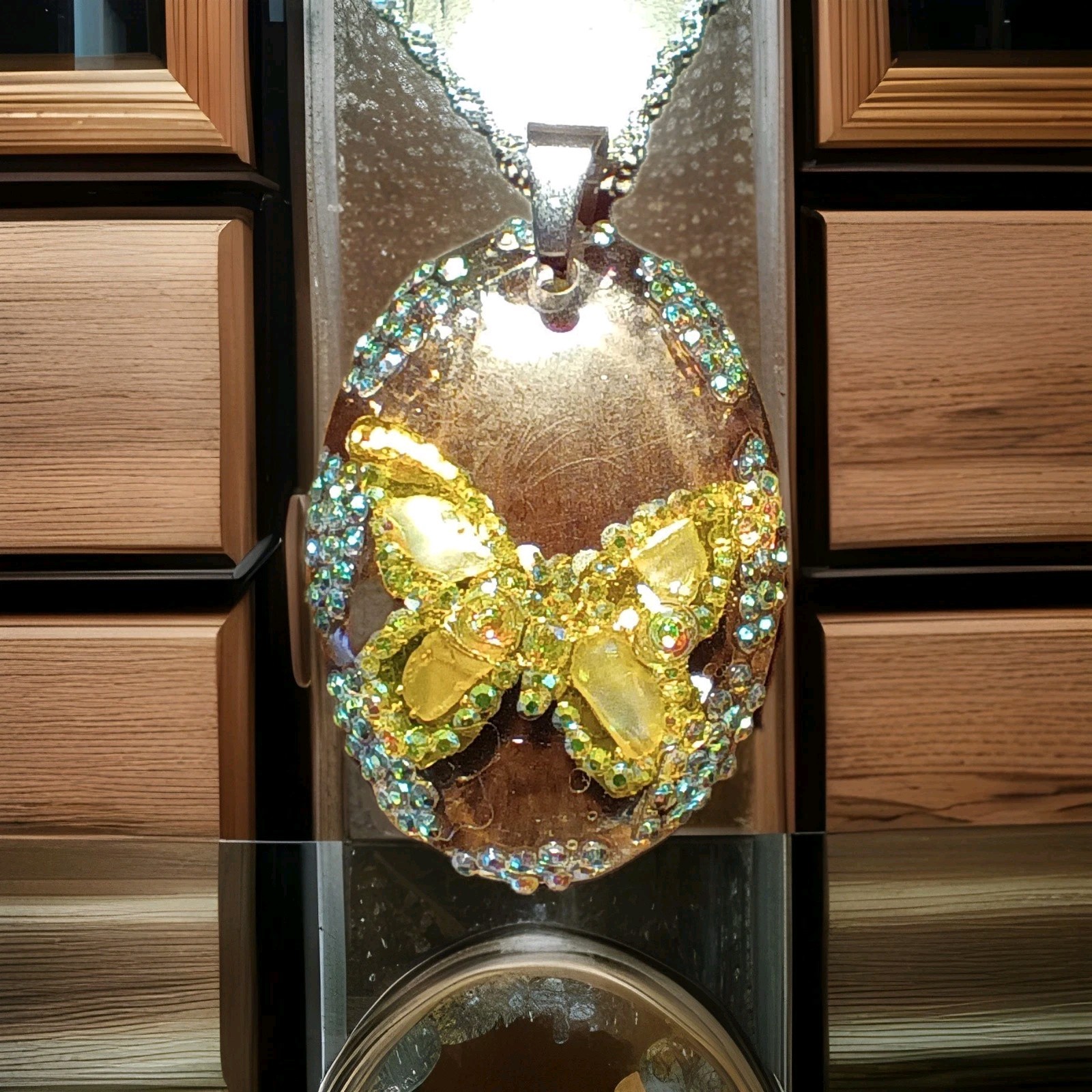 Crystal Butterfly Pendant Necklace, Reversible, Mother of Pearl The Perfect Gift