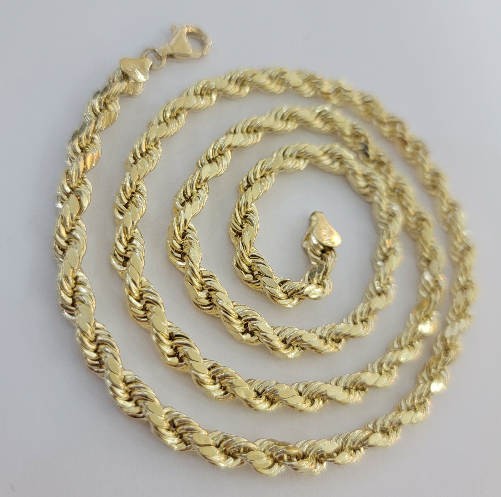 Real 10K Yellow Gold Rope Chain Mens Necklace 6mm Diamond Cut 18-30in Mens 10kt