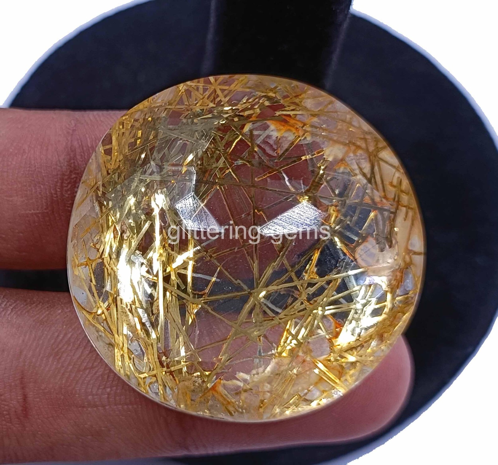 124 Ct Certified Lab-Created Golden Rutilated Quartz Round Cut Loose Gems 4OUF