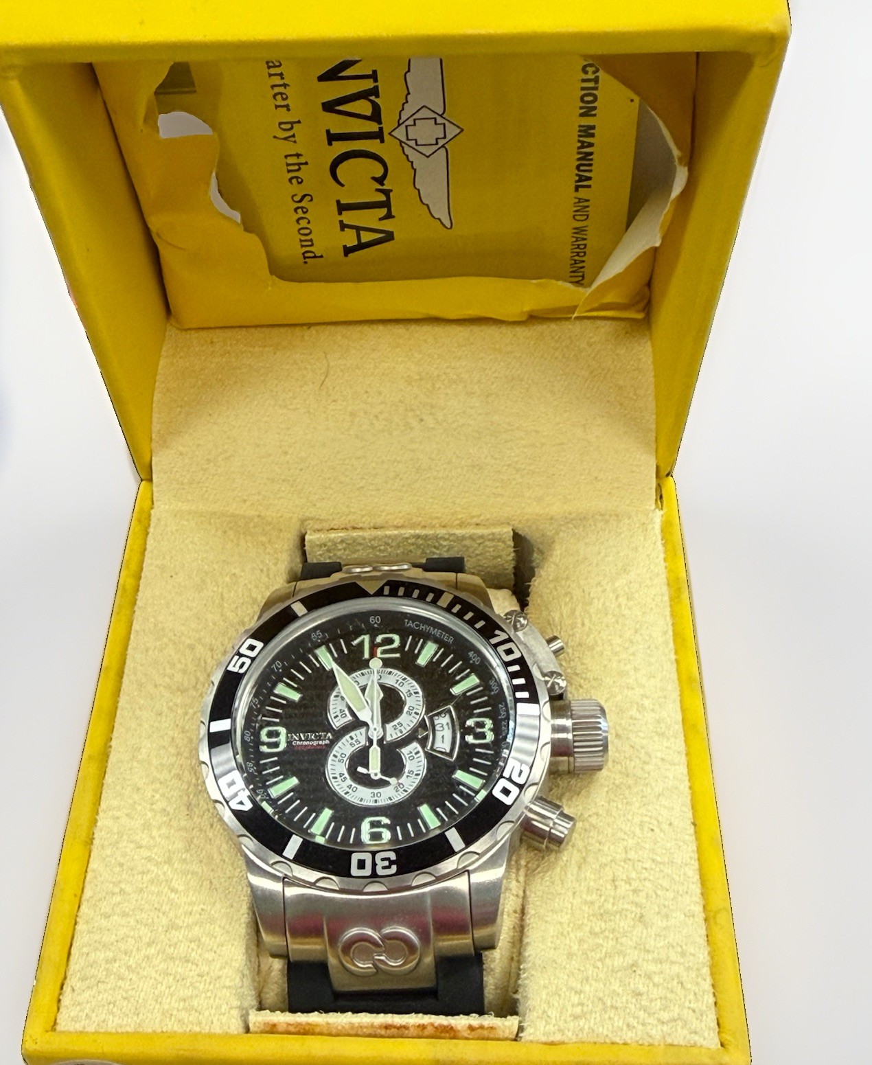 Invicta Corduba Men’s Diver Quartz Chronograph 52mm Black Dial 200m w/ Box