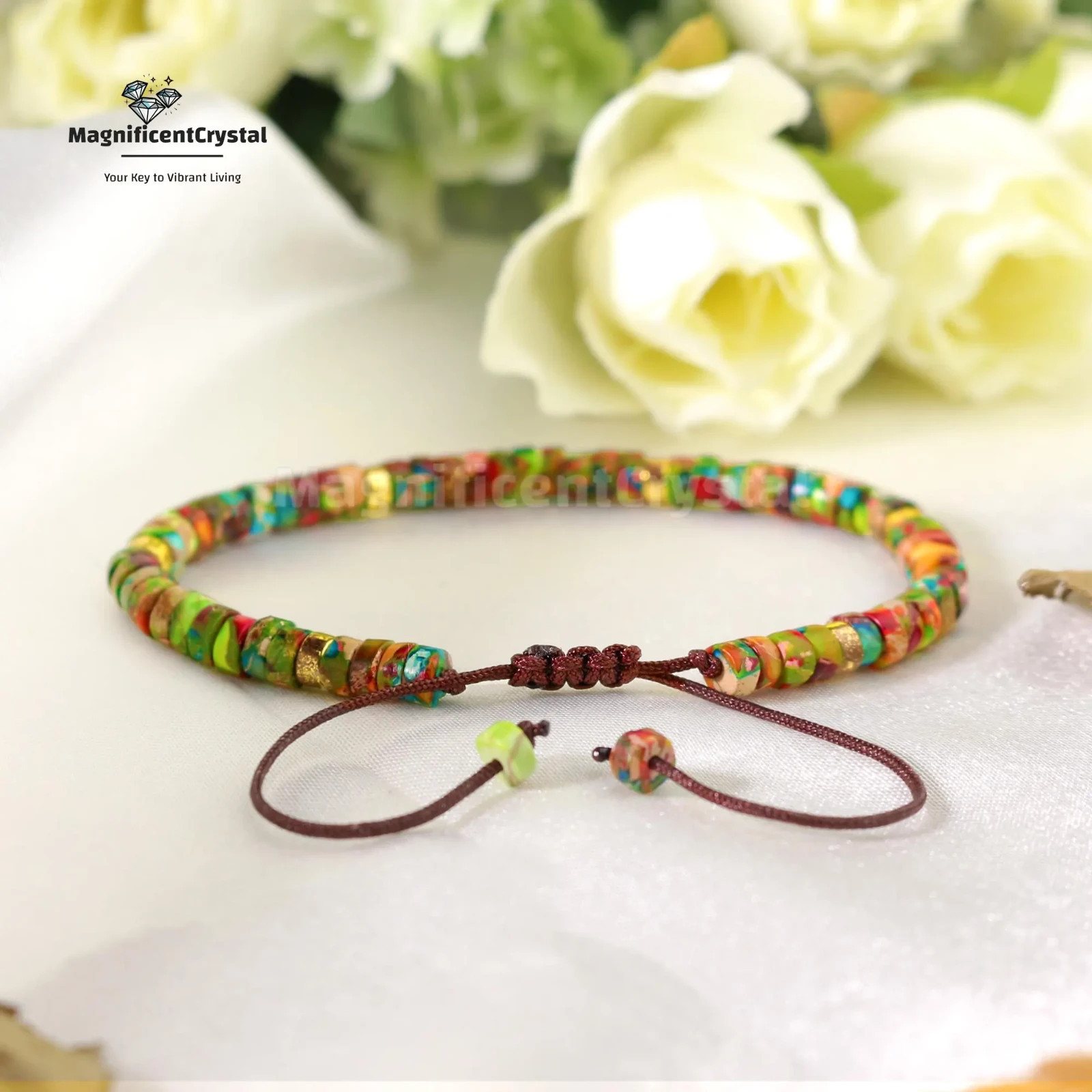 Chakra Balancing Imperial Jasper Rainbow Bracelet Multicolor Crystal Jewelry