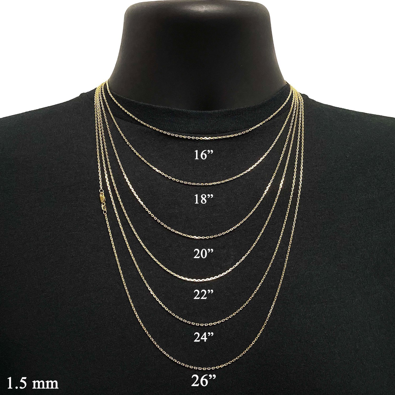 Italian 14k Yellow Gold Solid Anchor Cable Link Chain Necklace 22″ 1.5mm 4.1gram
