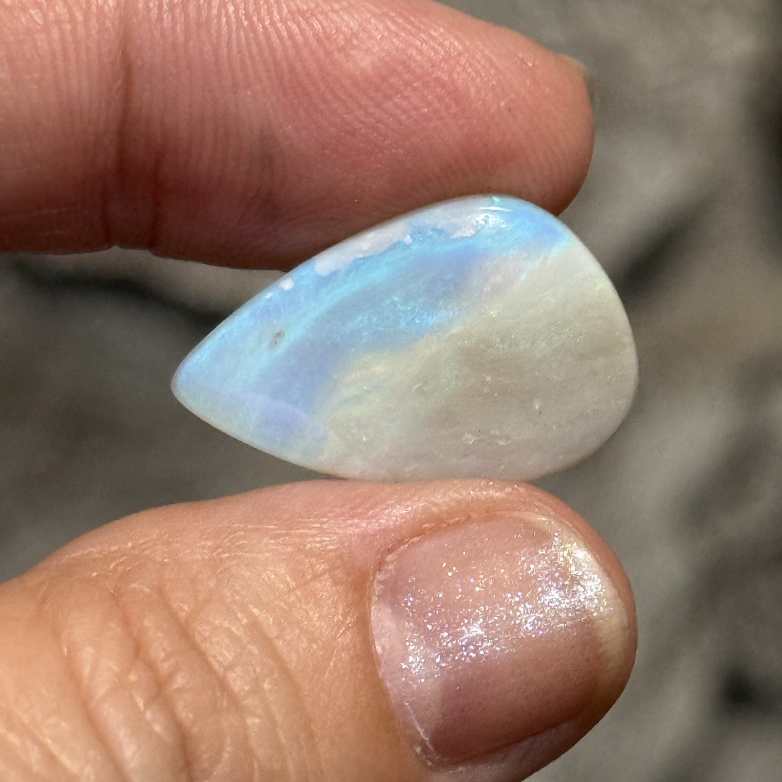 7.7ct 23.4×14.9×3.4mm Crystal Pipe Solid Australian Opal Drop Cabochon