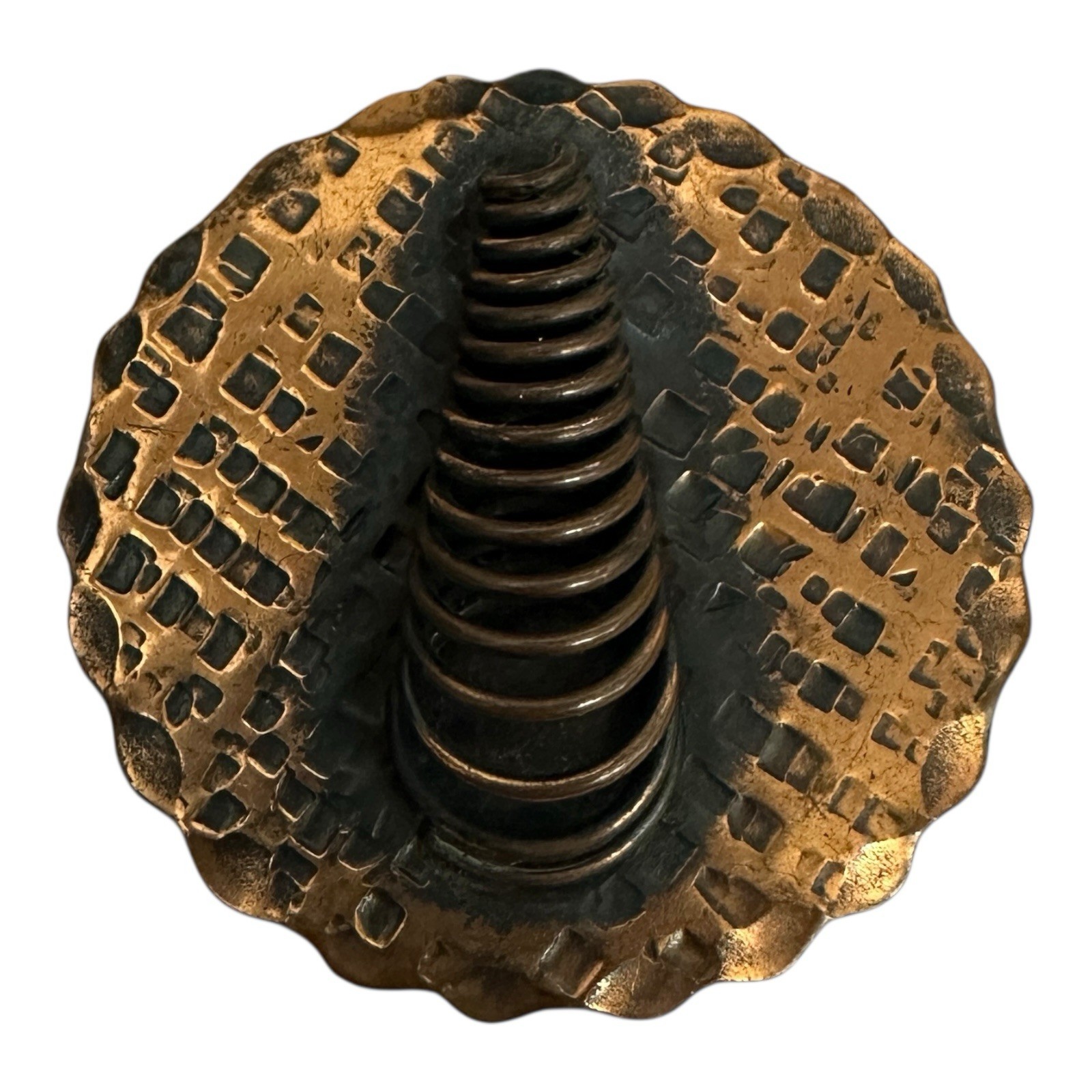 Vintage 1940s Brutalist Copper Brooch Spiral Coil Design Pedro Pujol Style 1.75″