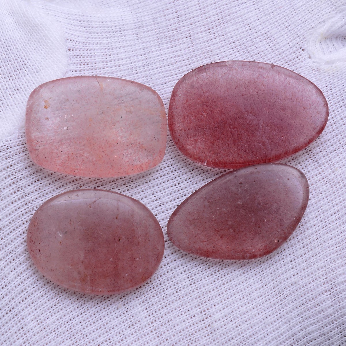 4 Pcs Natural Strawberry Quartz 25mm-29mm Cabochon Untreated Loose Gemstones Lot