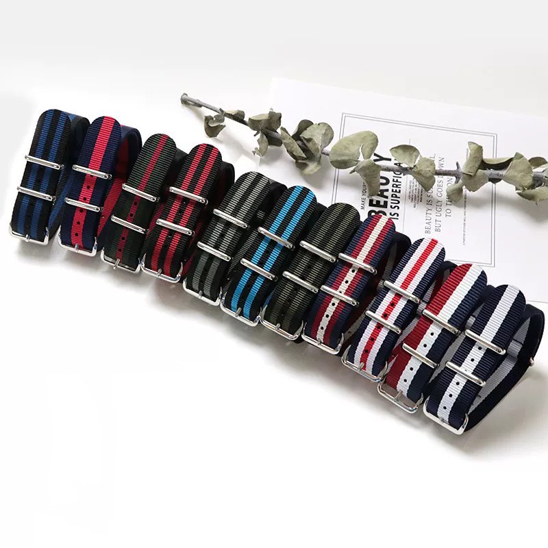 High Quality Nylon Canvas Watch Band Single Pass Sports Strap 18 20mm Universal