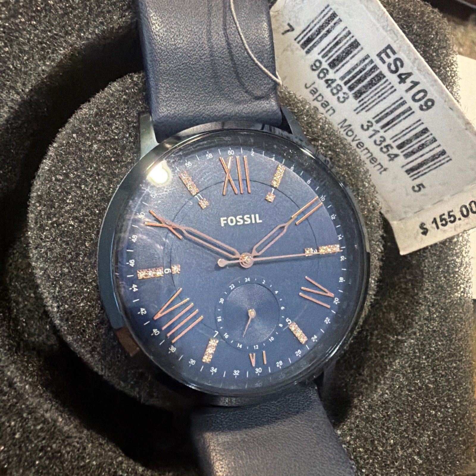Fossil Blue Leather Watch unisex Male Female